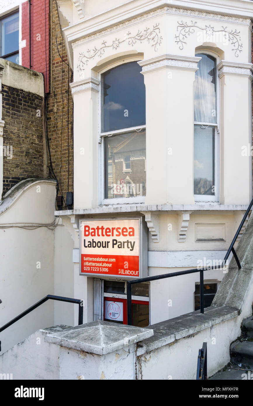 Die Büros von Battersea Labour Party in Lavender Hill. Stockfoto