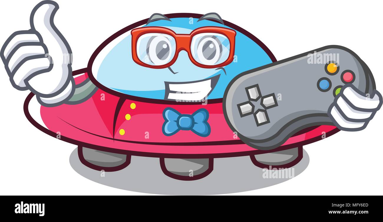 Gamer ufo Maskottchen Cartoon Stil Stock Vektor