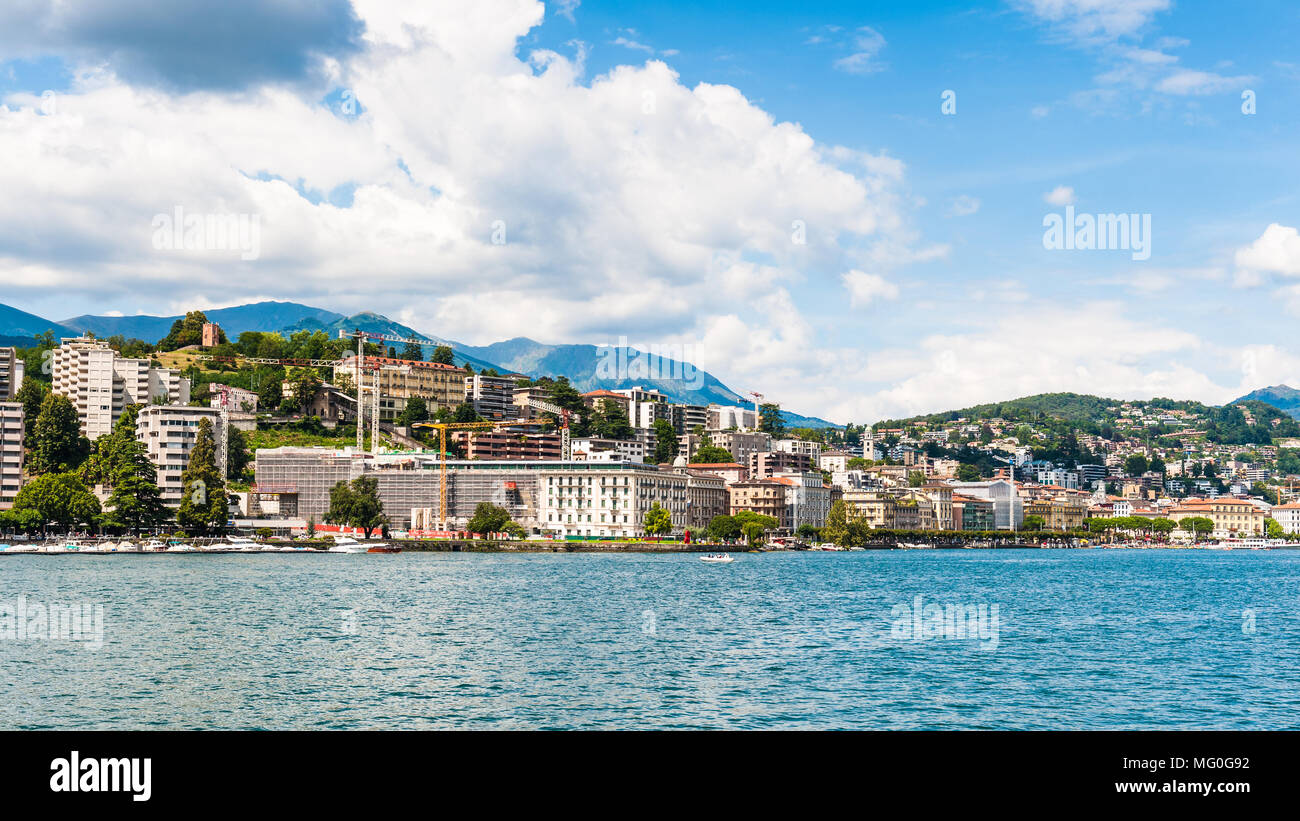 Lugano, einer Stadt im Süden der Schweiz, im italienischsprachigen Kanton Tessin Stockfoto