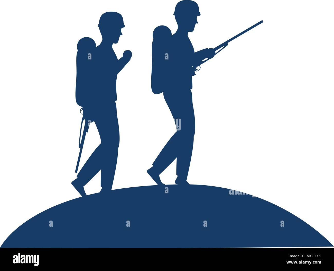 Soldaten mit Gewehren silhouette Vector Illustration Design Stock Vektor