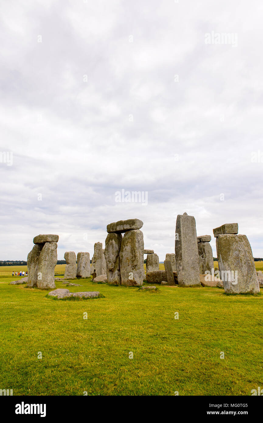 Schöne Sicht auf die Stonehenge, ein Prähistorisches Denkmal in Wiltshire, England. UNESCO-Welterbe Stockfoto