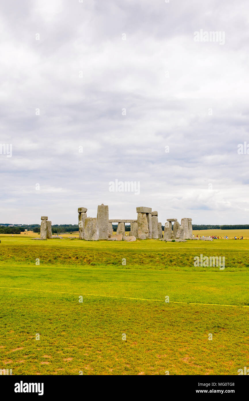 Schöne Sicht auf die Stonehenge, ein Prähistorisches Denkmal in Wiltshire, England. UNESCO-Welterbe Stockfoto