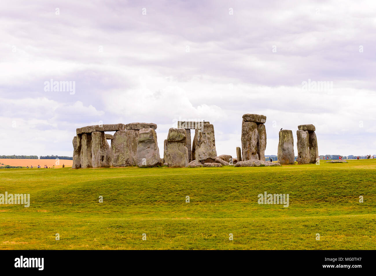 Bewölkter Himmel über der Stonehenge, ein Prähistorisches Denkmal in Wiltshire, England. UNESCO-Welterbe Stockfoto