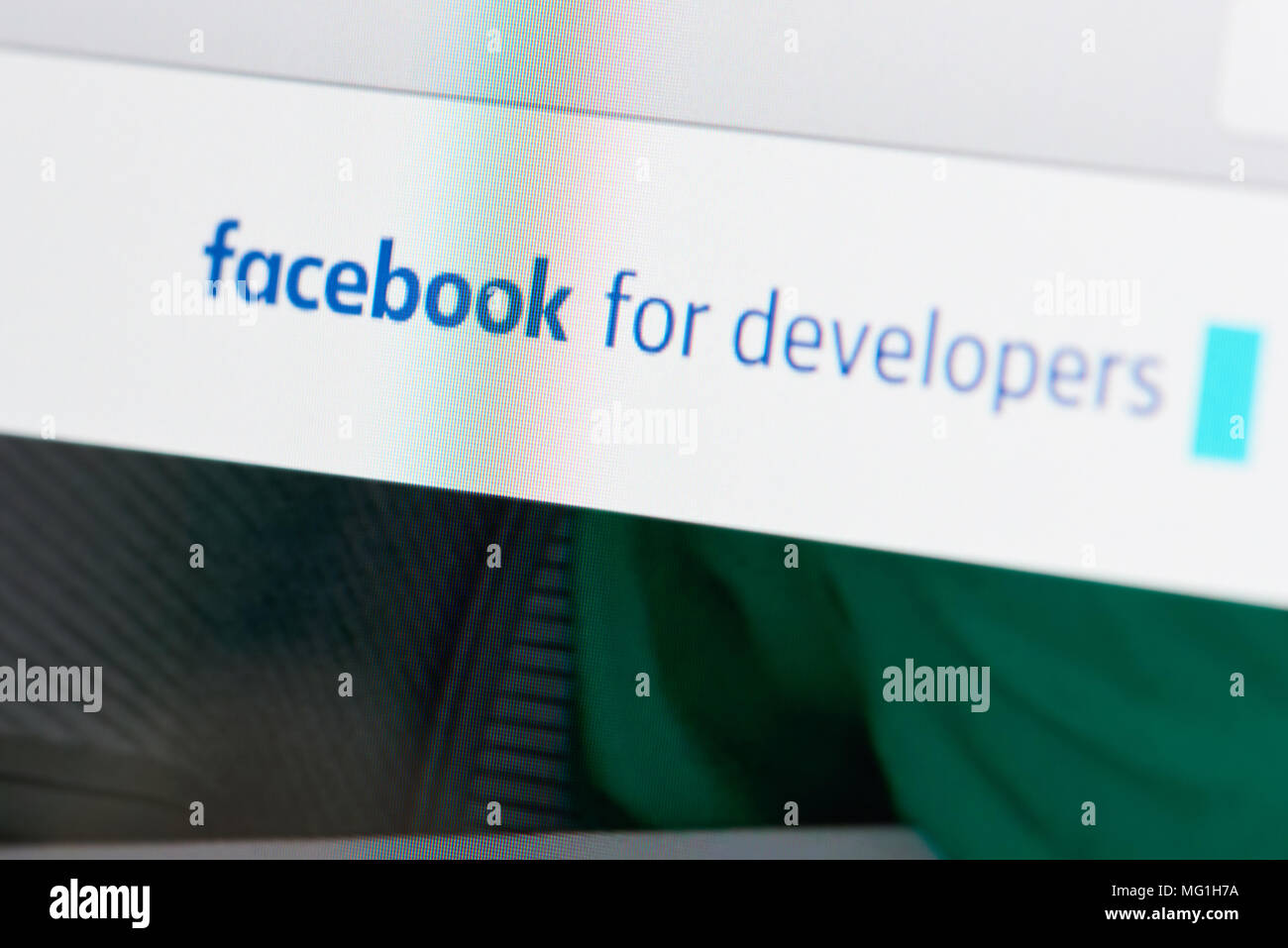 New York, USA - 21. März 2018: Facebook für Entwickler Seite auf dem Bildschirm des Laptops close-up Stockfoto