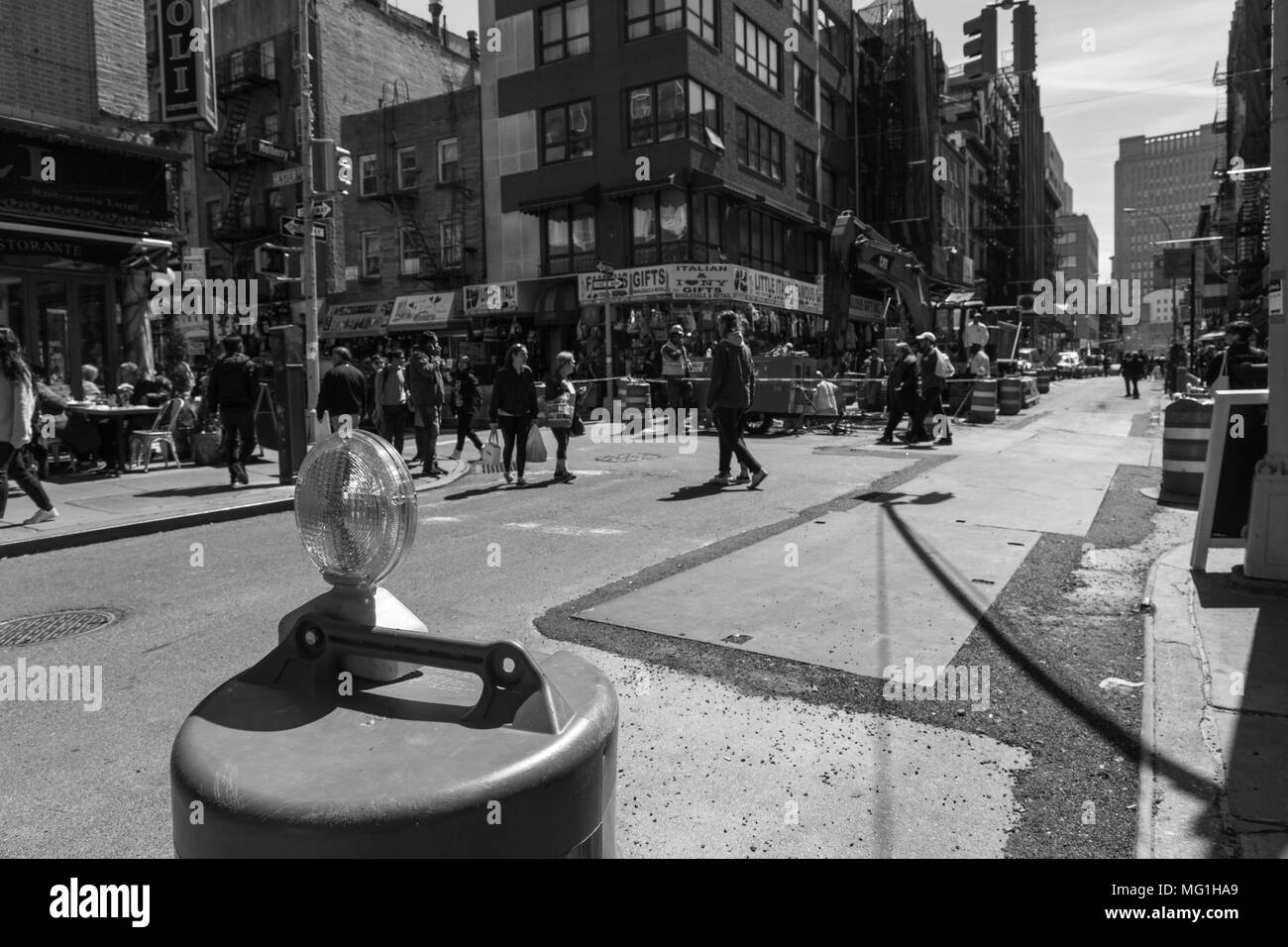 Straßenbau, Little Italy, New York City Stockfoto