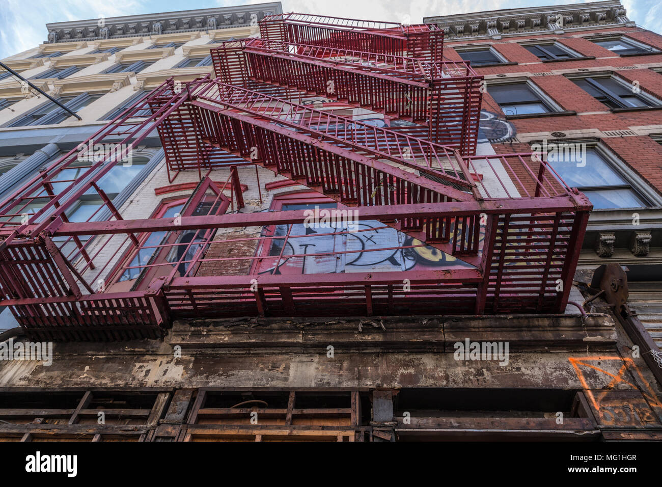 Notausgang am Gebäude, New York Stockfoto