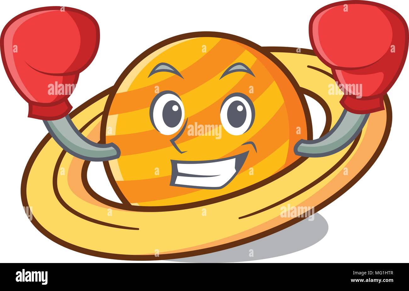 Boxing Planeten saturnus Charakter Cartoon Stock Vektor