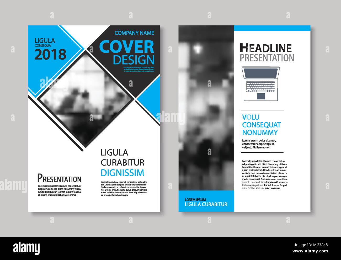 Satz von blauen Abdeckung und Layout Broschüre, Flyer, Plakat, Geschäftsbericht, Design Vorlagen. Verwenden Sie für Business Buch, Zeitschrift, Präsentation, Portfolio, Corpo Stock Vektor