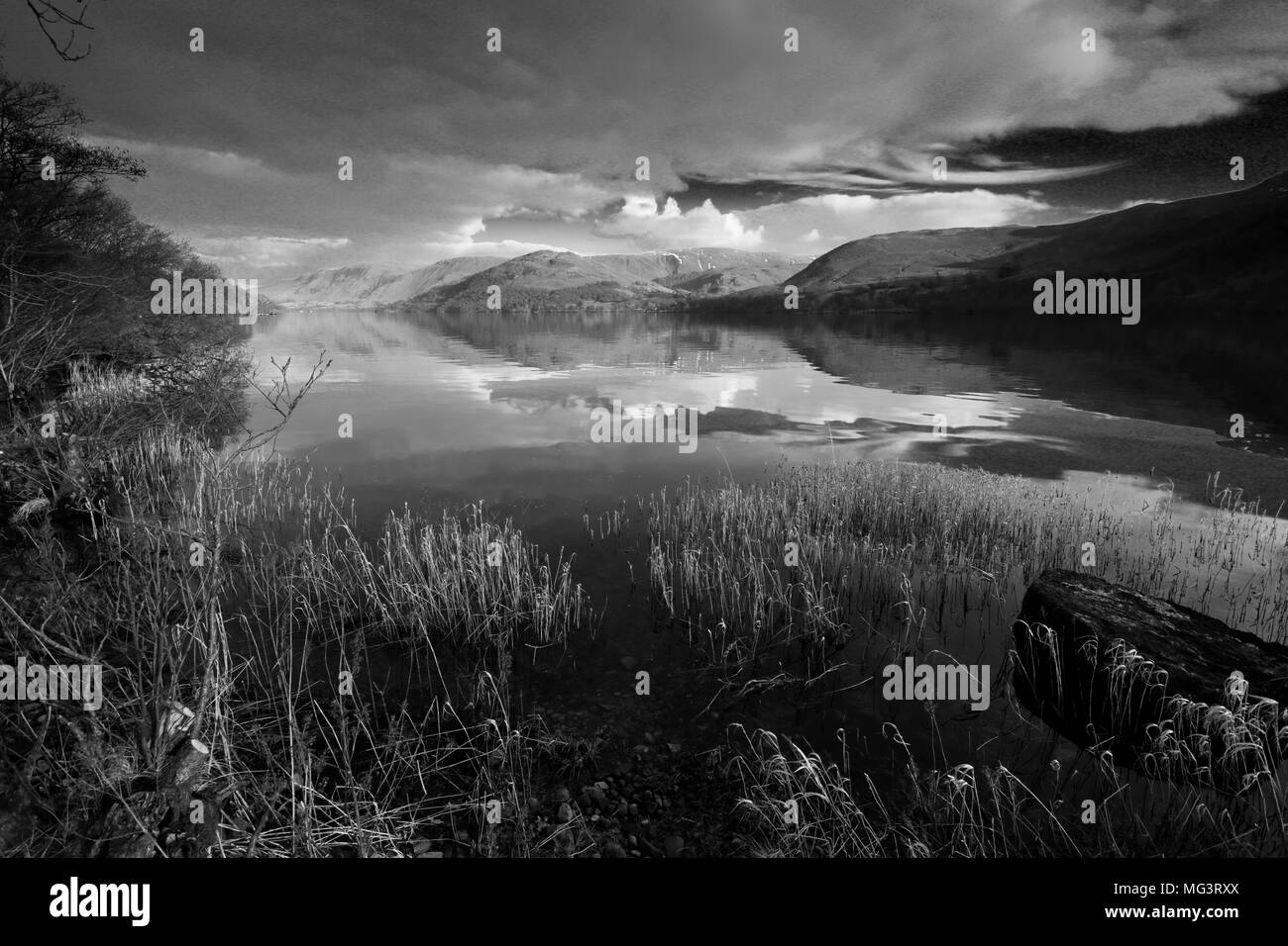 Frühling Blick auf Ullswater von Glenridding, Nationalpark Lake District, Cumbria County, England, Großbritannien Stockfoto