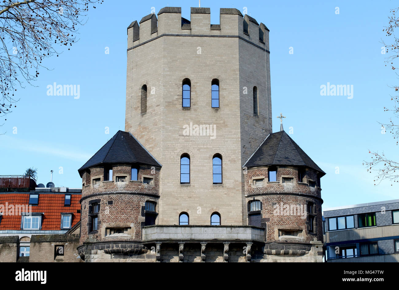 Mittelalterliche Stadtmauer in Köln Stockfoto