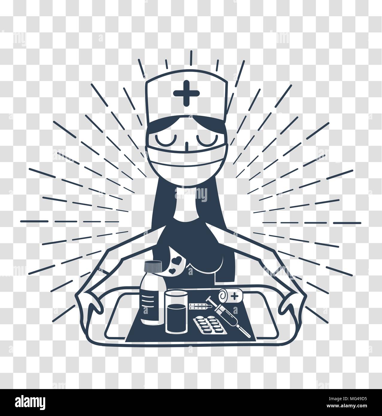 Krankenschwester Symbol, Vektor, medizinische Versorgung, Krankenhaus Symbol. Symbol, Silhouette in der linearen Stil Stock Vektor