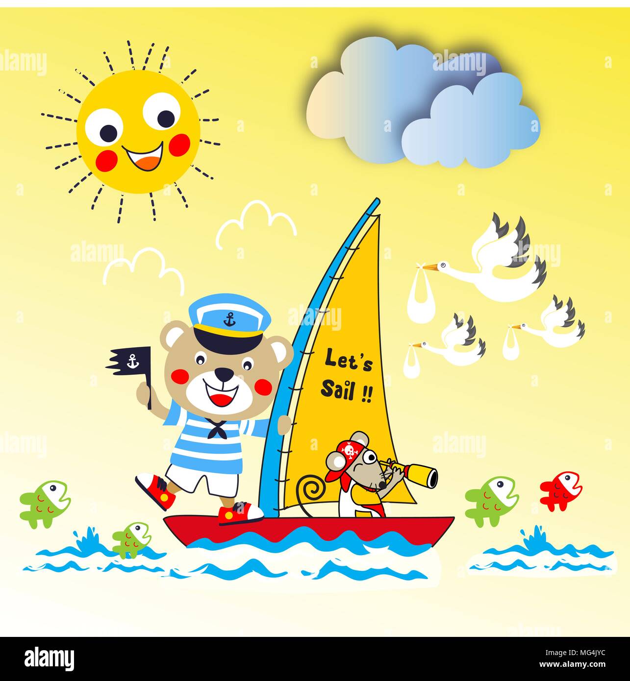 Piraten SAILOR TIER Cartoon Vektor Stock Vektor