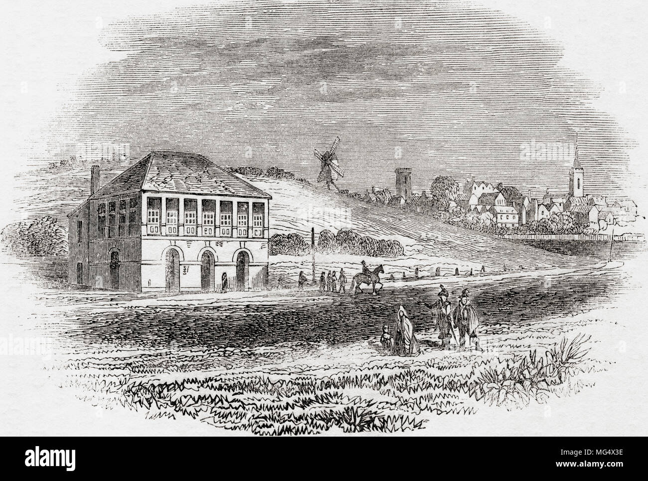 Newmarket Racecourse, Newmarket, England in der Zeit von Karl I. von England: eine bildliche Museum, veröffentlicht 1847. Stockfoto