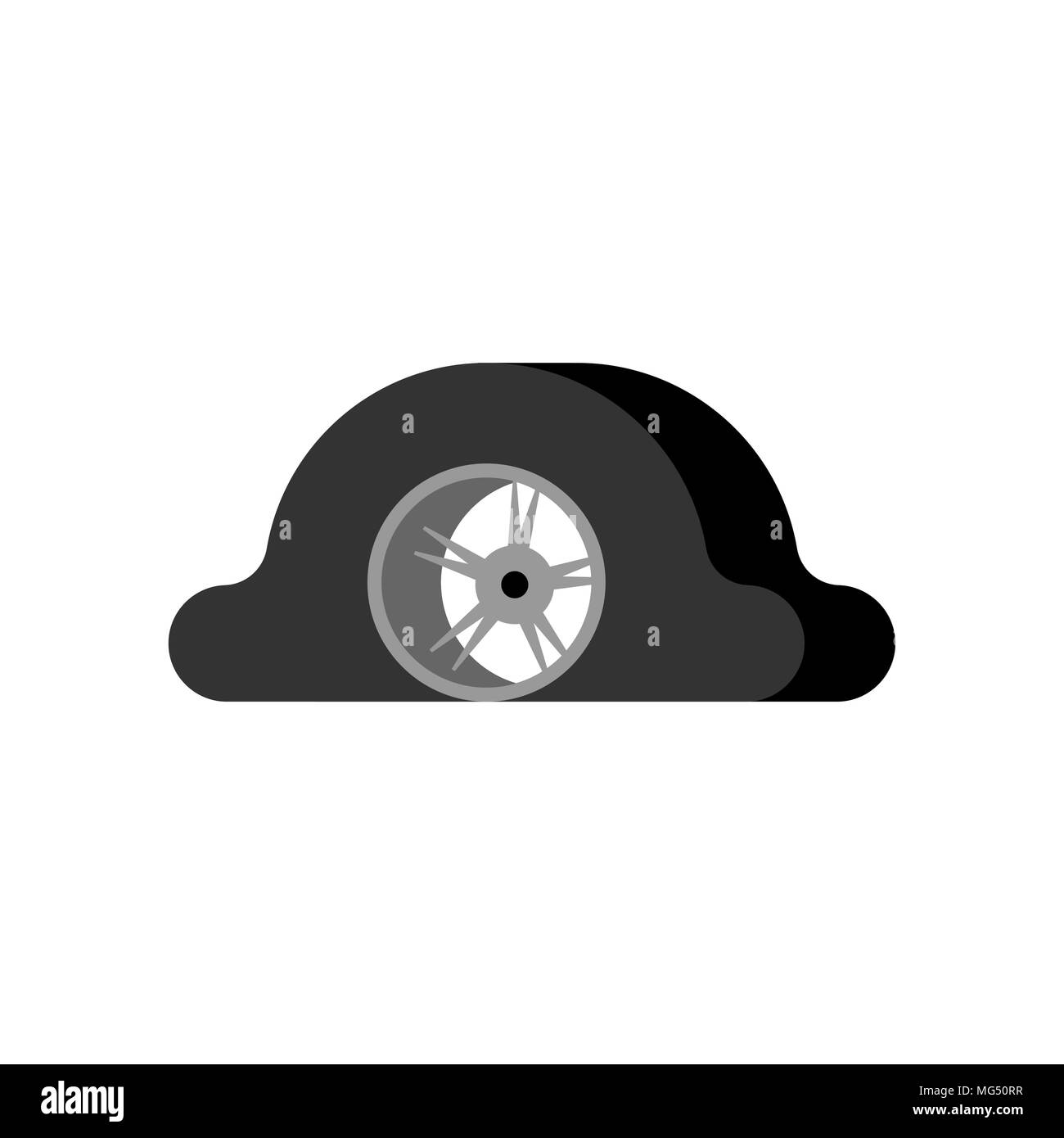 Reifenpanne isoliert. Hin- und hergerissen. Vector Illustration Stock Vektor