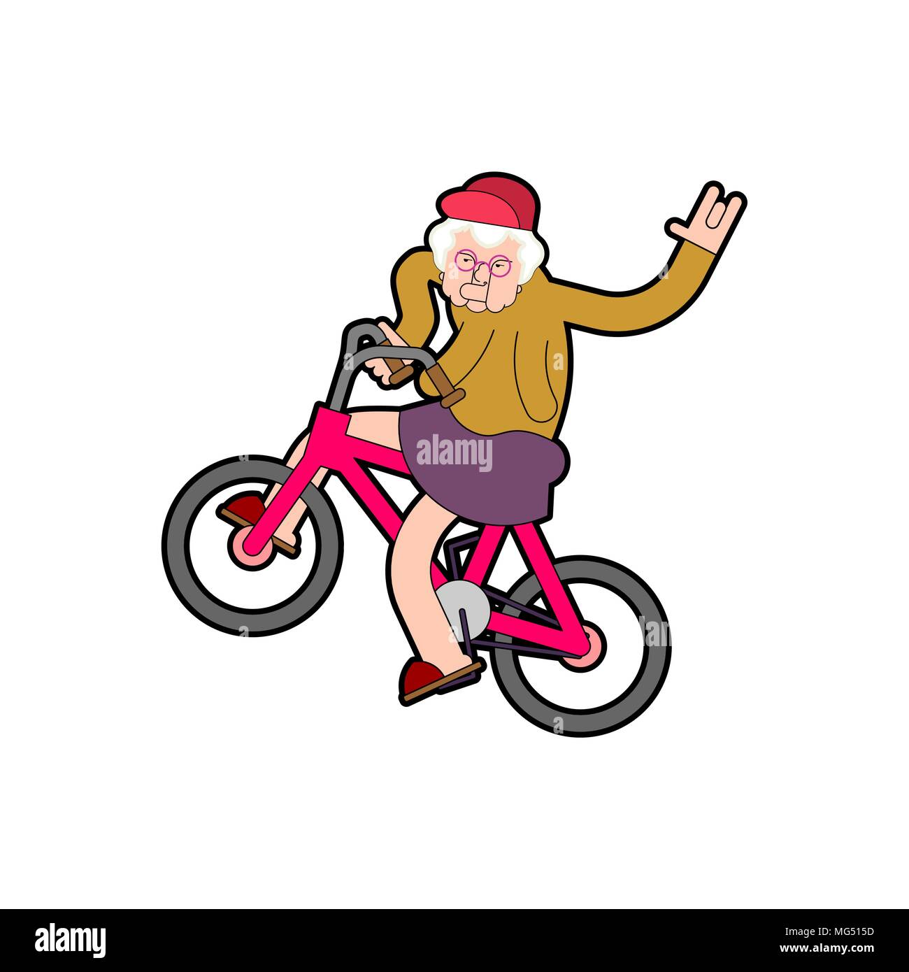 Cool Großmutter auf dem Fahrrad. Oma zum BMX. Alte Dame Modern. Vector  Illustration Stock-Vektorgrafik - Alamy