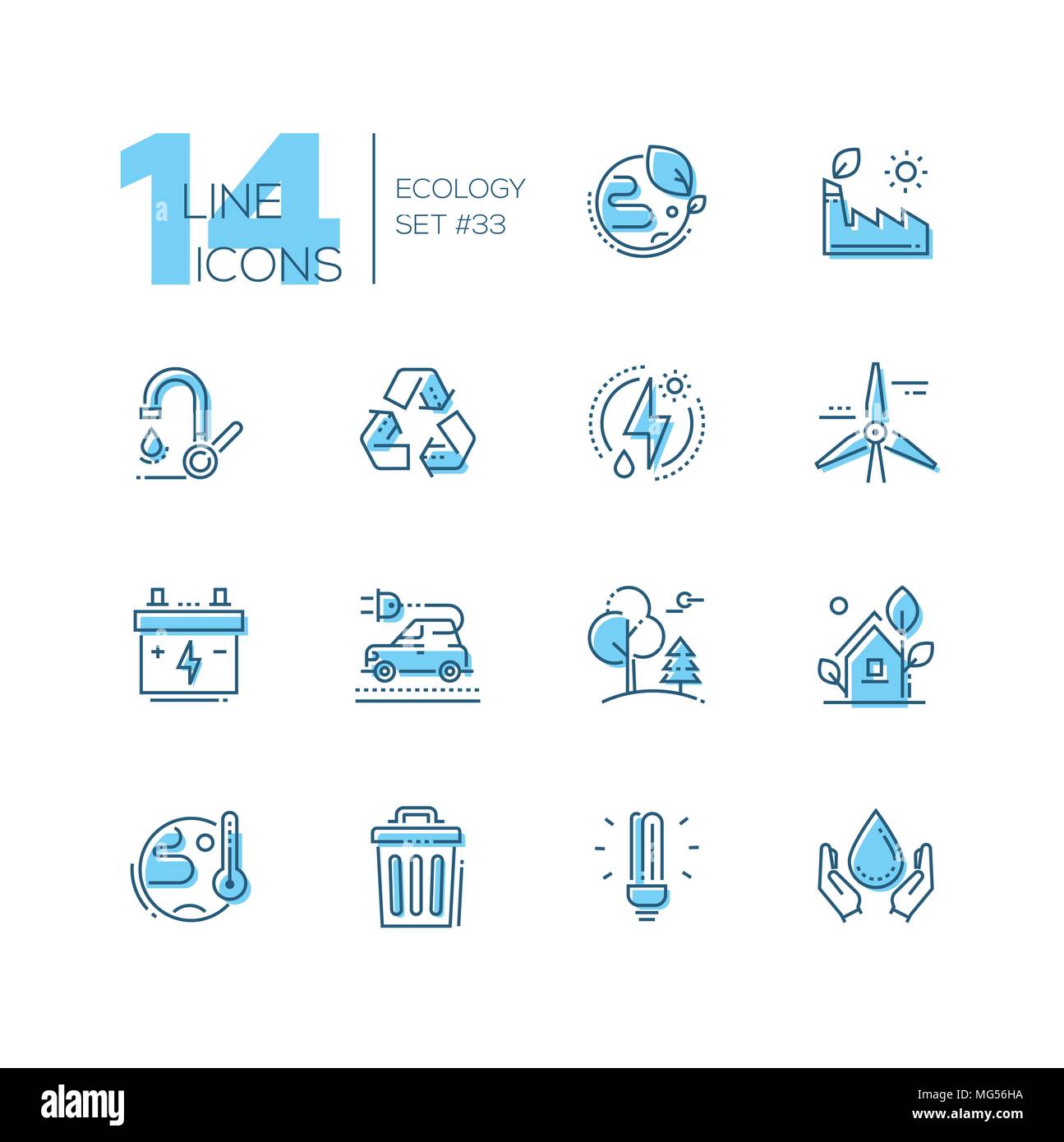 Ökologie - Line Design style Icons Stock Vektor