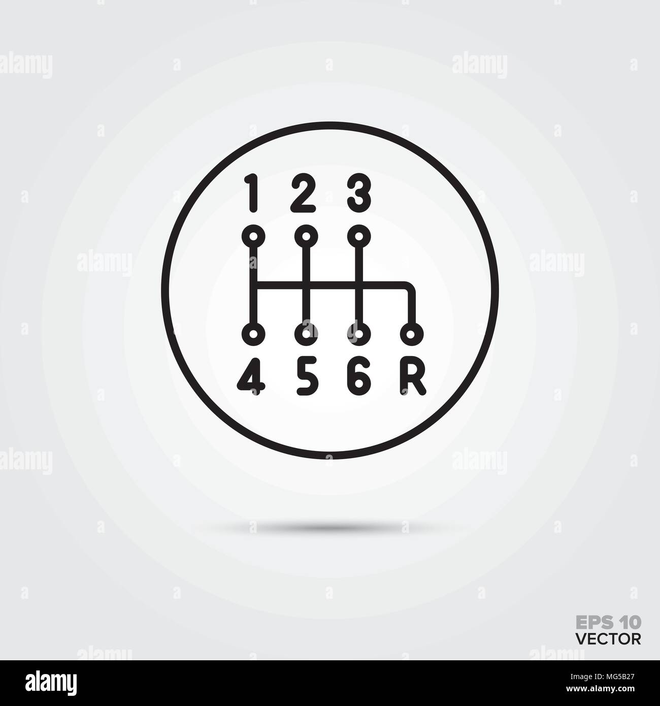 6 Gang Schaltgetriebe shift stick Vektor icon. Kfz-Teile, Reparatur und Service Symbol. Stock Vektor