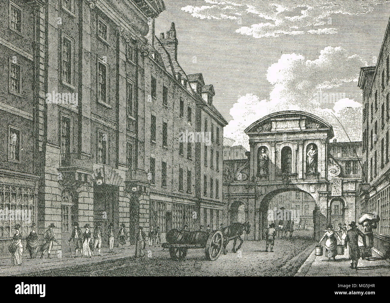 Temple Bar, London, England in 1800 Stockfoto