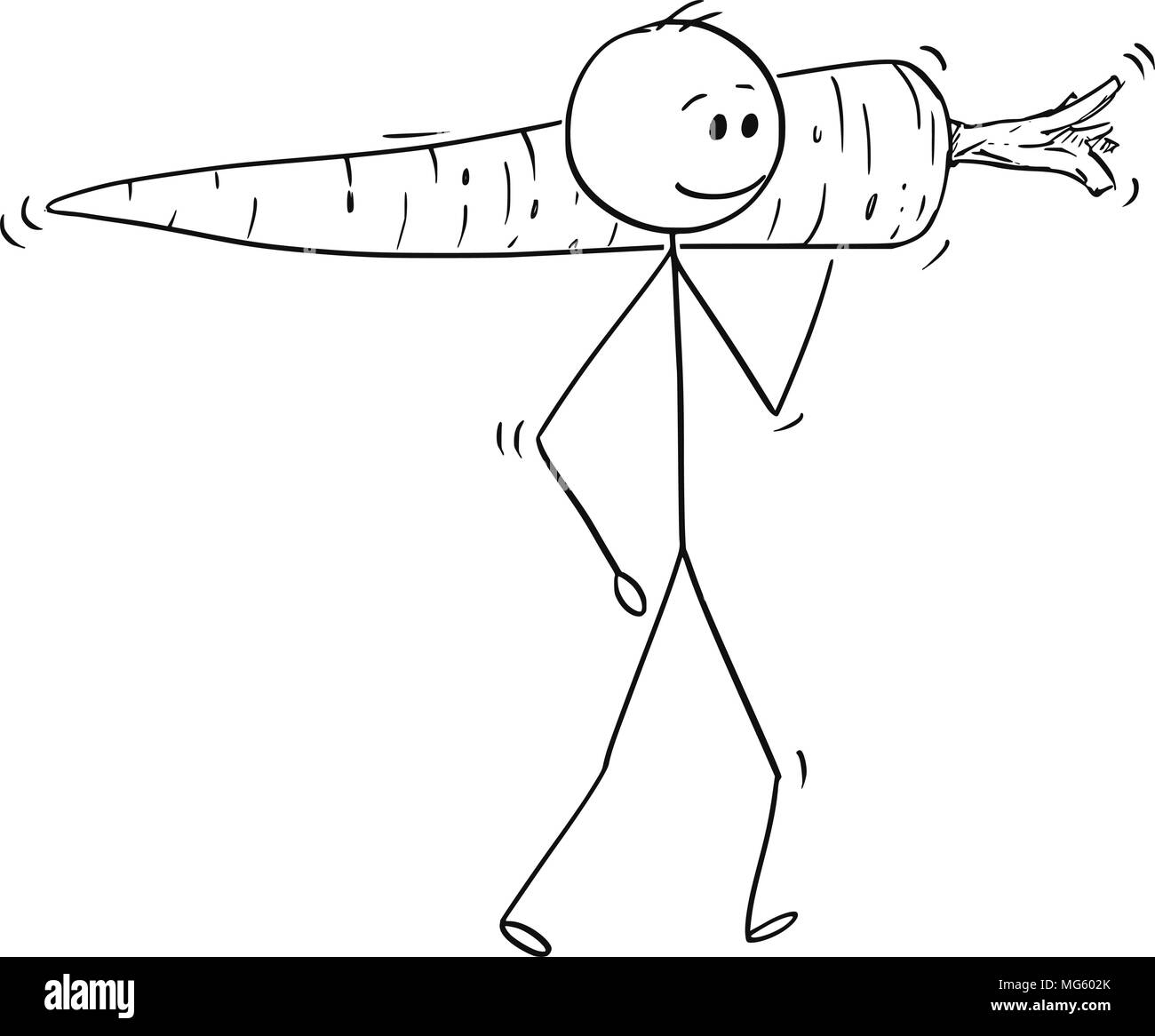 Cartoon von Mann, der große Karotte Gemüse Stock Vektor