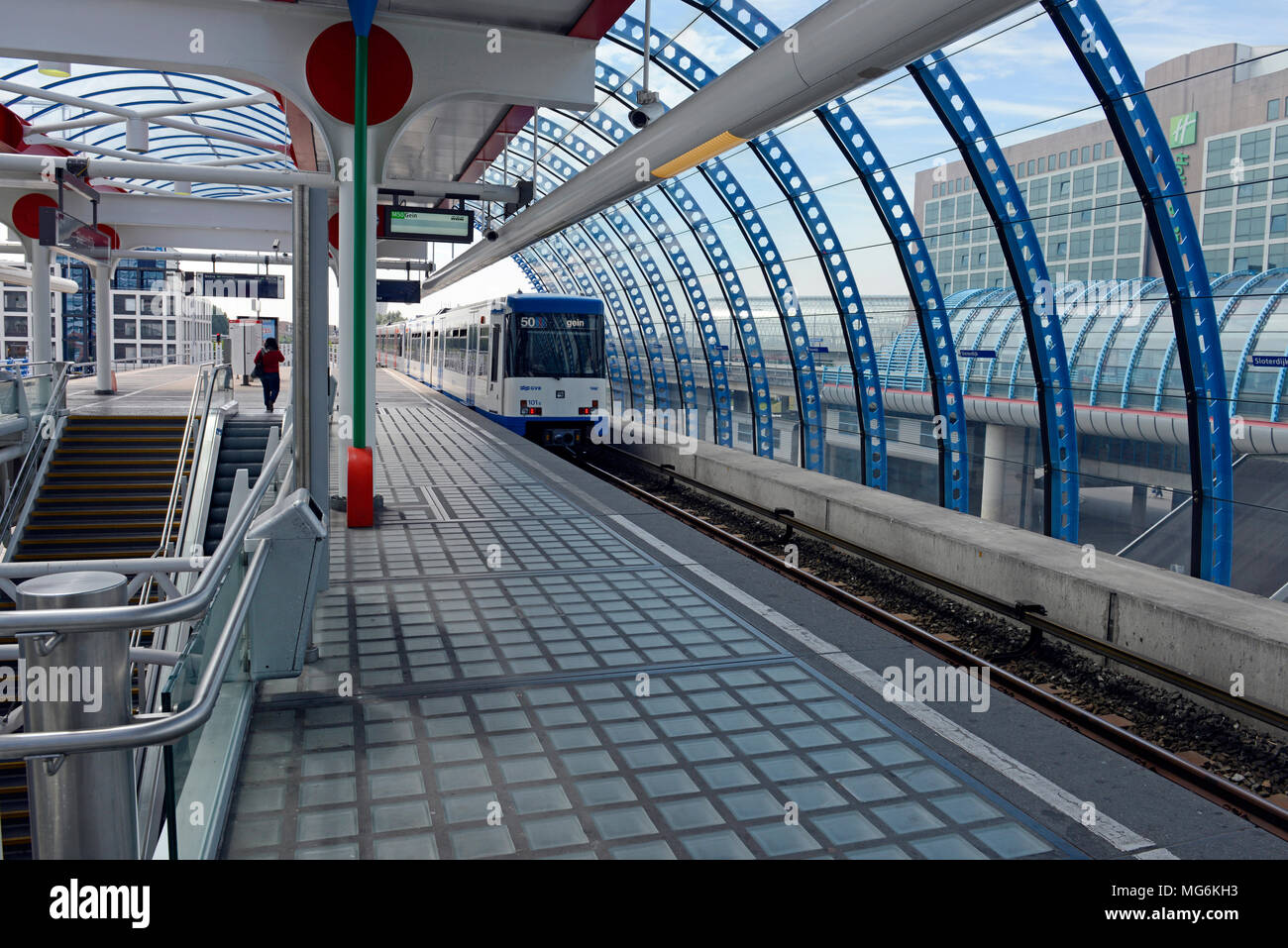 Straßenbahn in Amsterdam Stockfoto