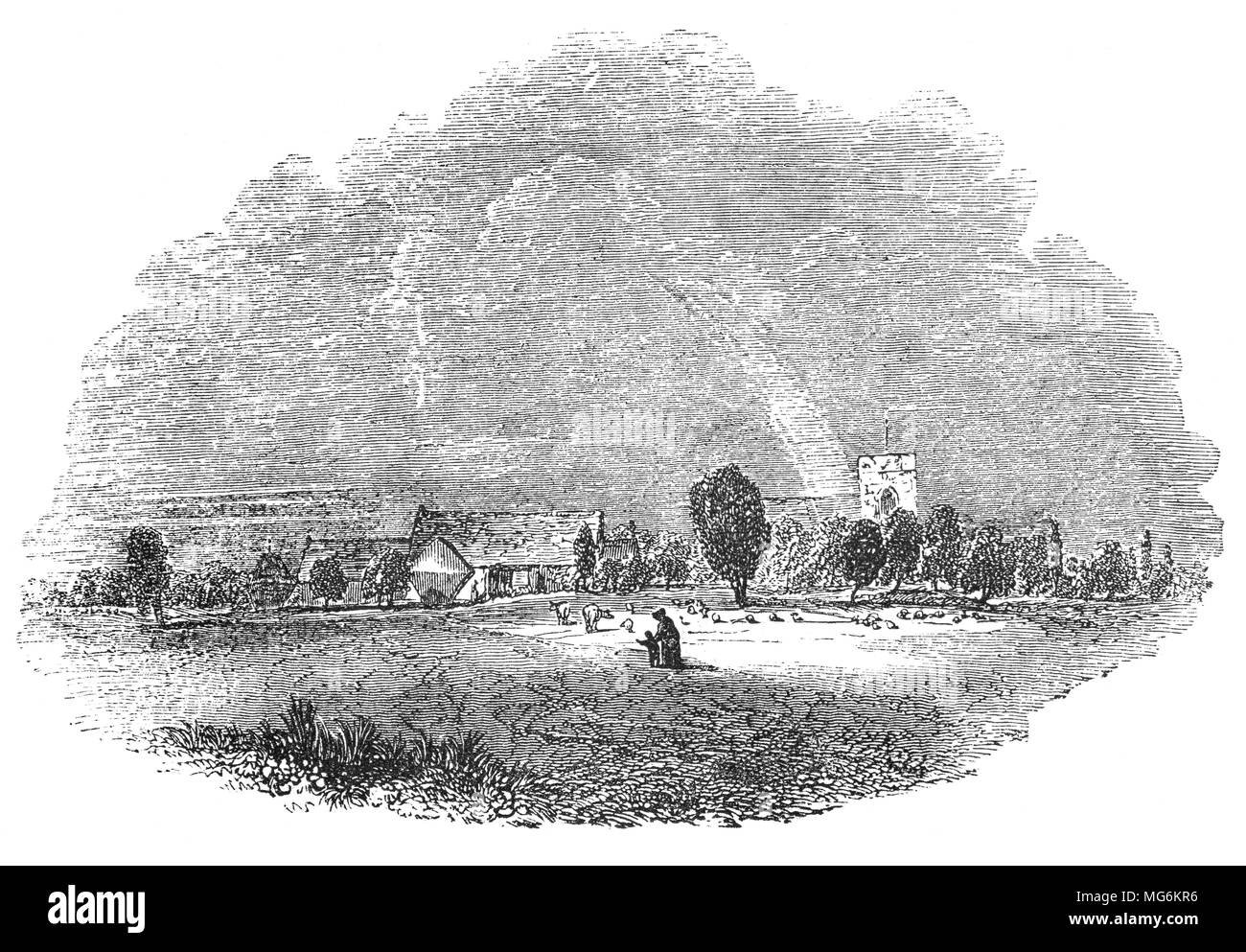 Chertsey ist eine Stadt in der runnymede Borough von Surrey, England in der Nähe, wo die Magna Carta unterzeichnet wurde. Auf dem rechten Ufer der Themse, wo Sie durch eine logische Konsequenz erfüllt ist, die Abtei Fluss und einem Nebenfluss, der Fluss Bourne oder Chertsey Bourne befindet. Die Abtei wuchs zu einem der größten Benediktinerabteien in England zu werden, durch große Lehen in der nordwestlichen Ecke von Sussex und Surrey unterstützt, bis es von Heinrich VIII. im Jahr 1536 aufgelöst wurde. Stockfoto
