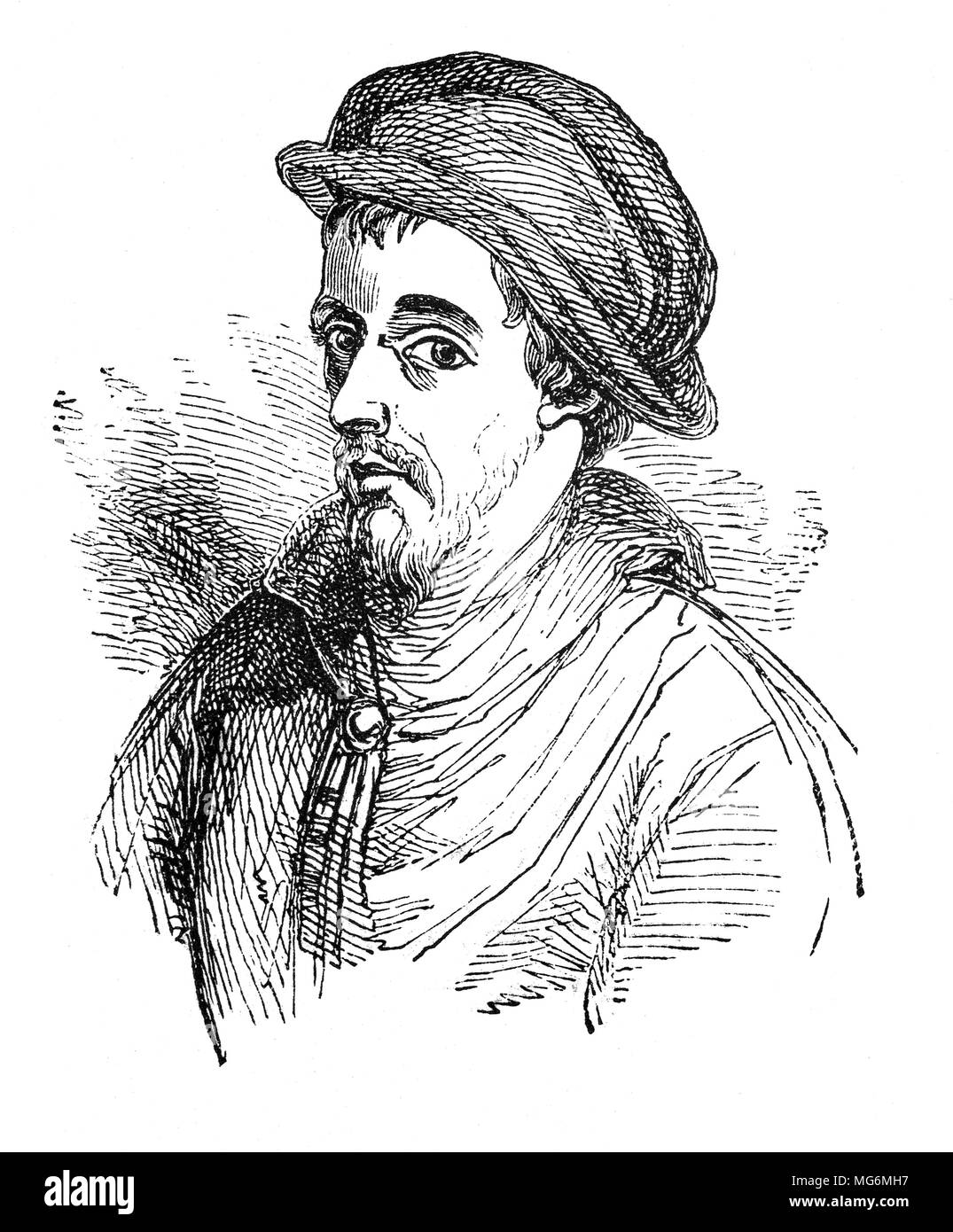 Ein Portrait von John Howard, erster Herzog von Norfolk (1425 - 1485), war ein englischer Edelmann, Soldat, Politiker, enger Freund und treuer Anhänger von König Richard III. Er unterstützte Richard III Usurpation der Thron von König Edward V und wurde zum Lord High Steward. Er trug die Krone vor Richard bei seiner Krönung, während sein ältester Sohn, der Graf von Surrey, das Schwert des Mitgliedstaats durchgeführt. Er wurde später in der Schlacht von Bosworth Field am 22. August 1485 zusammen mit seinem Freund und Förderer König Richard III. erschlagen Stockfoto