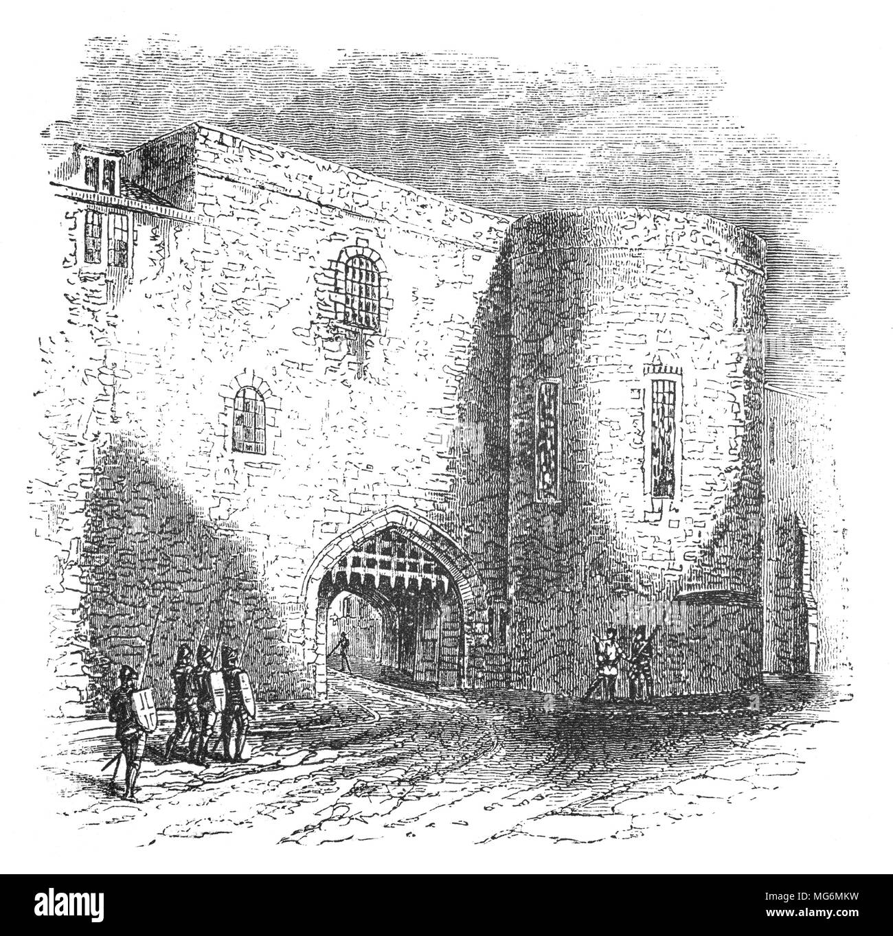 Kurz nach dem Tod von Edward IV. im Jahre 1483, die berüchtigte Ermordung des Fürsten in den Turm ist traditionell geglaubt in der Bloody Tower im Tower von London genommen zu haben. Edward's V Onkel Richard, Herzog von Gloucester Lord Protector erklärt wurde, während der Prinz zu jung war. Traditionelle Konten haben, dass der 12-jährige Edward wurde der Tower von London zusammen mit seinem jüngeren Bruder Richard beschränkt. Der Herzog von Gloucester, war König Richard III. im Juni proklamiert. Die Fürsten wurden zuletzt in der Öffentlichkeit im Juni 1483 gesehen; es ist von jeher geglaubt, die die meisten L Stockfoto