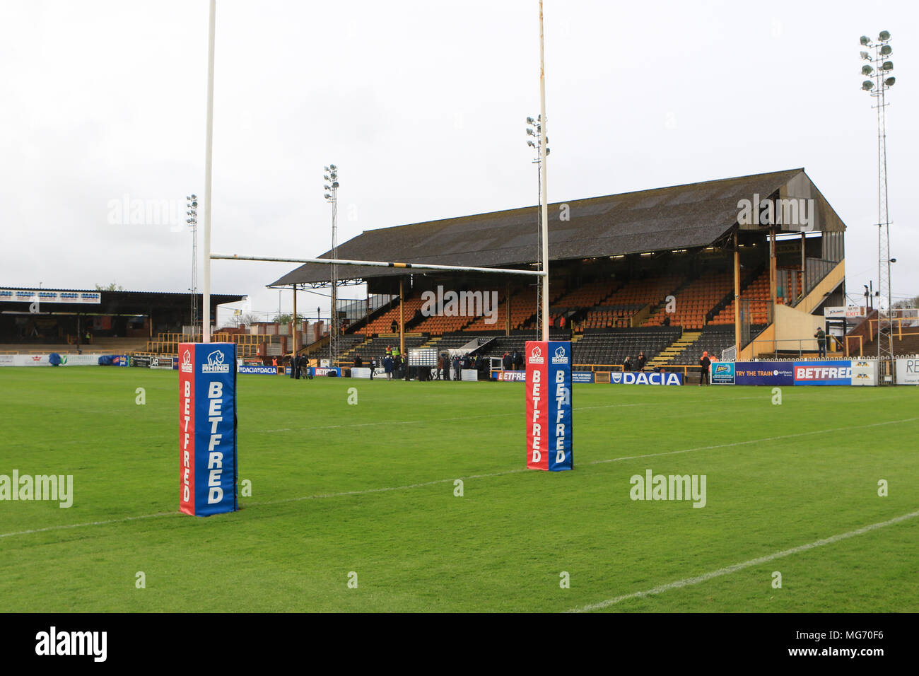 Castleford, UK. 27.April 2018, Flicken - A - Schlauch Dschungel, Castleford, England; Betfred Super League Rugby, Castleford Tiger v Wakefield Trinity; Quelle: News Images/Alamy leben Nachrichten Stockfoto