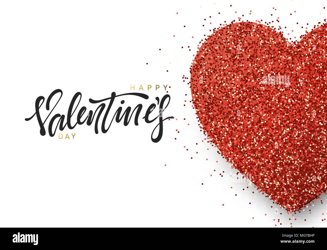 Happy Valentine's Day Greeting Card Design mit Herzen hell funkeln, Vektor illustrtation. Stock Vektor