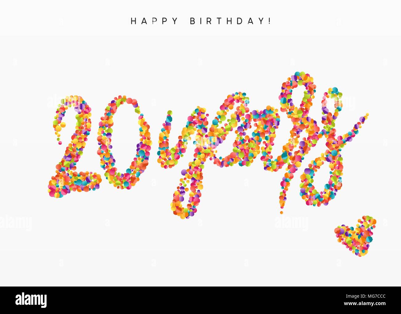 Zwanzig Jahre, Schriftzug Zeichen von Konfetti. Urlaub Happy Birthday