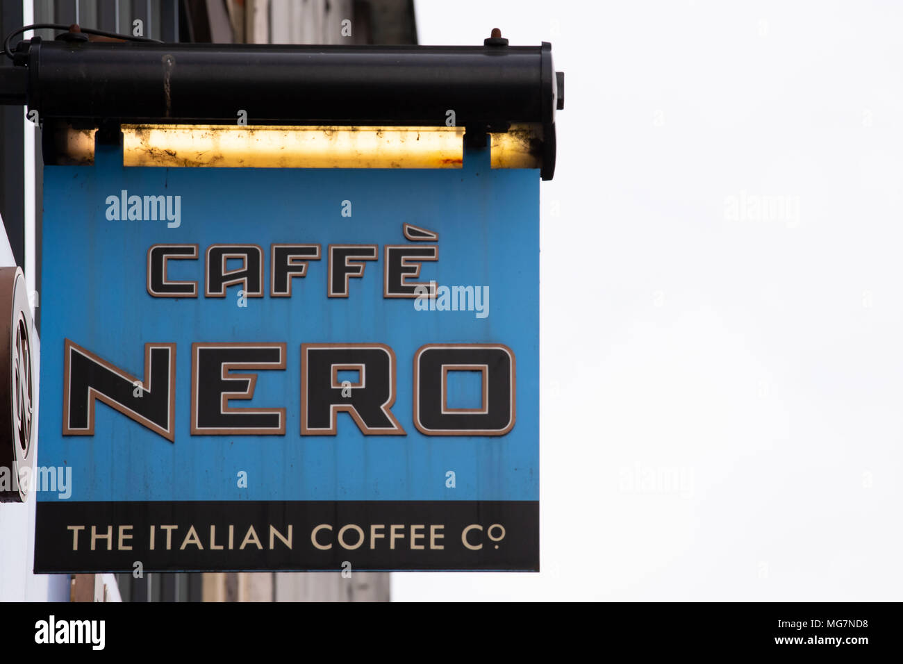 Cafe Nero Coffee Shop anmelden Logo in Großbritannien. Stockfoto