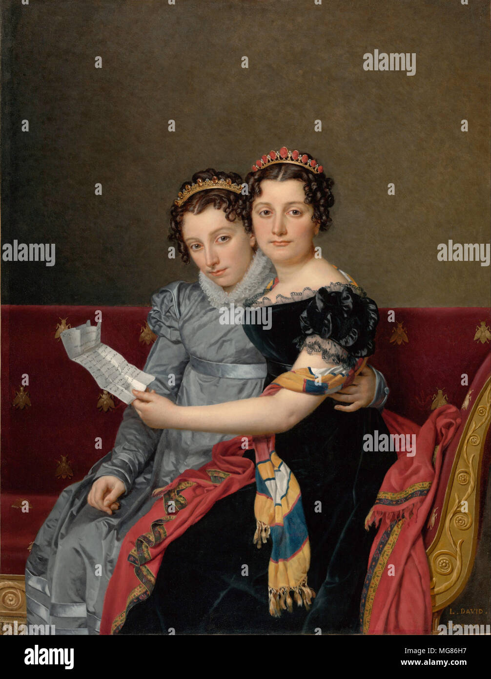 Porträt der Schwestern Zénaïde und Charlotte Bonaparte (1821) von Jacques-Louis David Stockfoto