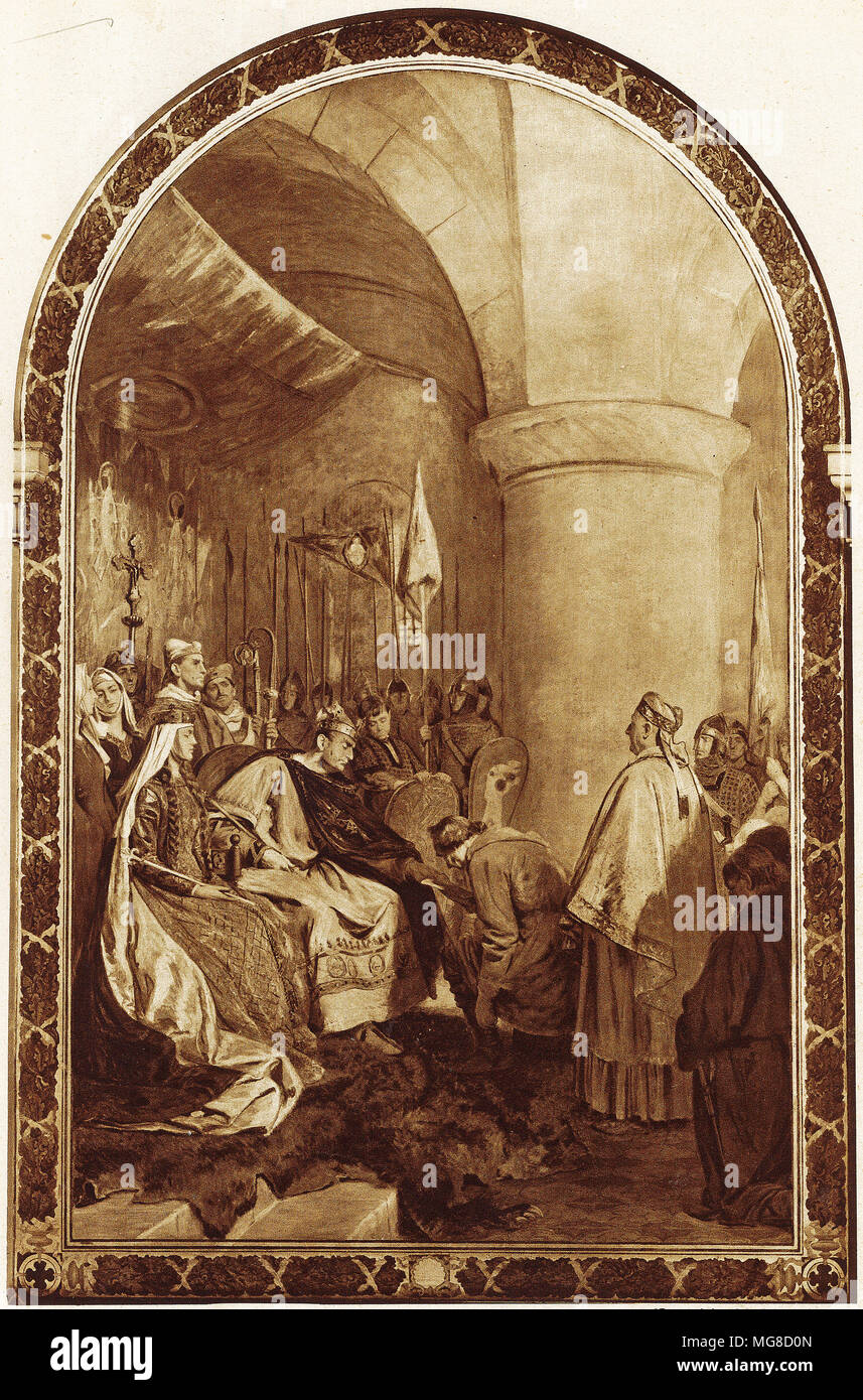 Wilhelm der Eroberer gewährt eine Charta der Freiheit für die Bevölkerung von London nach seiner Eroberung. Stockfoto