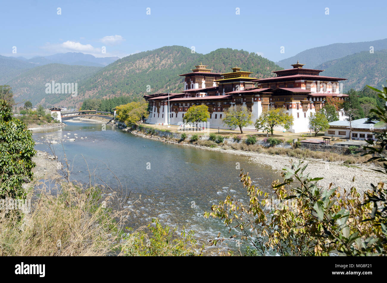 Festung, oder Dzong, Punakha, Bhutan Stockfoto