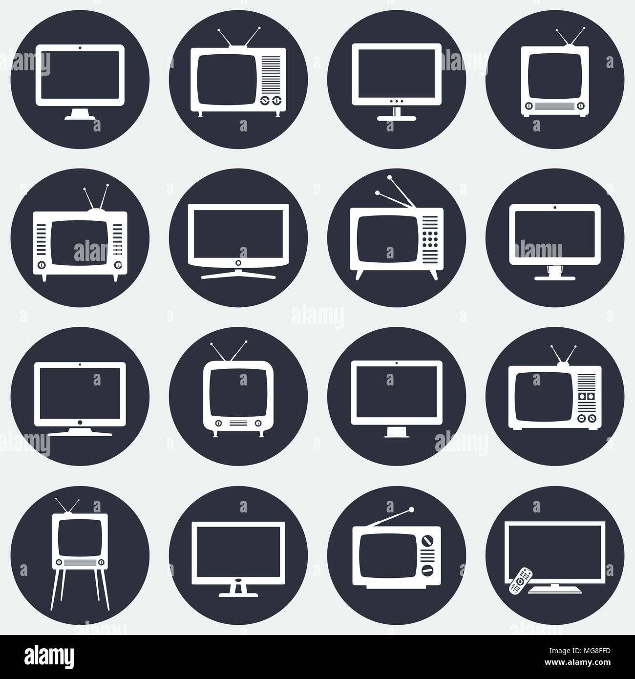 Moderne und Retro TV-Ikonen. Vector Illustration. Stock Vektor