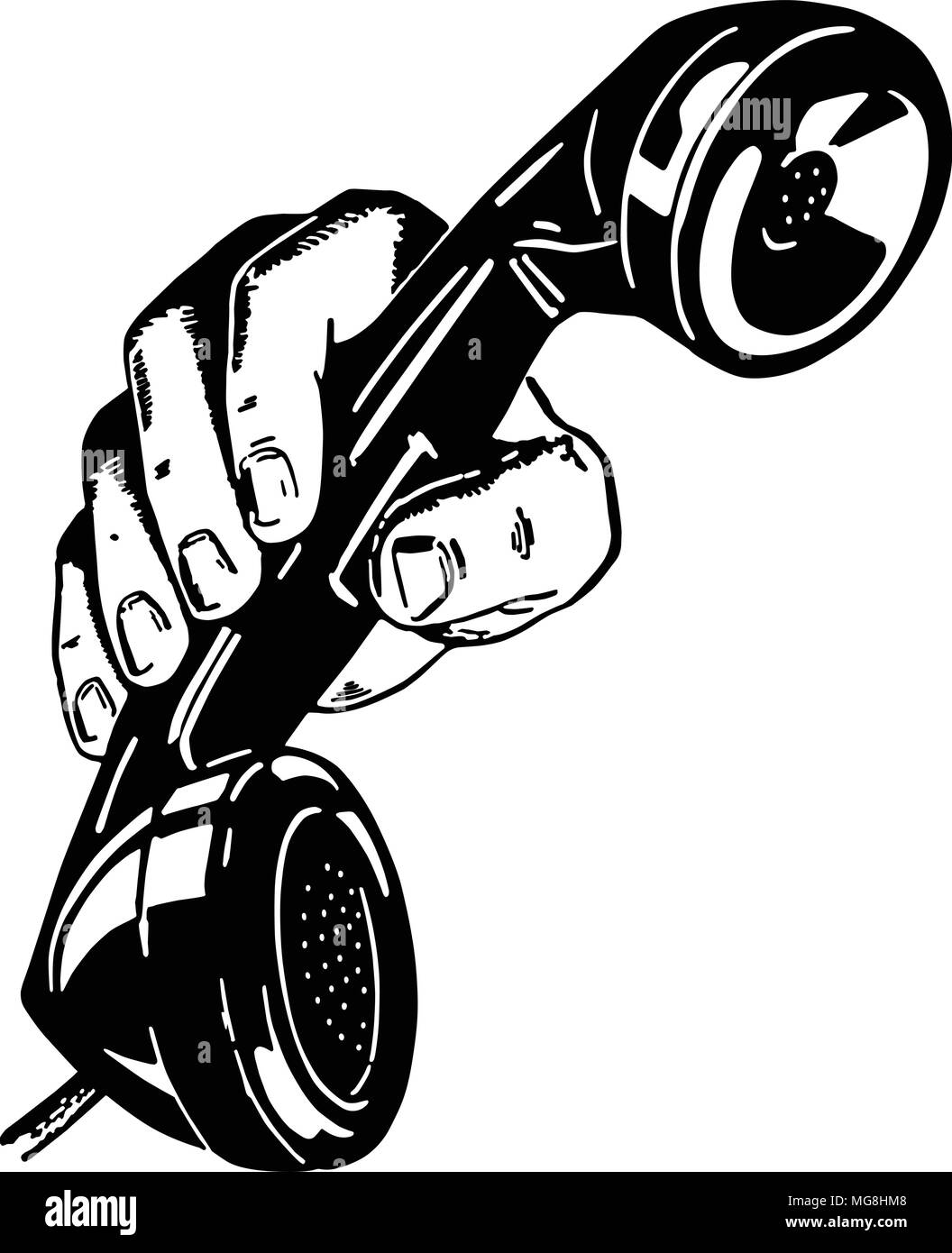 Telefon In Der Hand Retro Clipart Illustration Stock Vektorgrafik Alamy