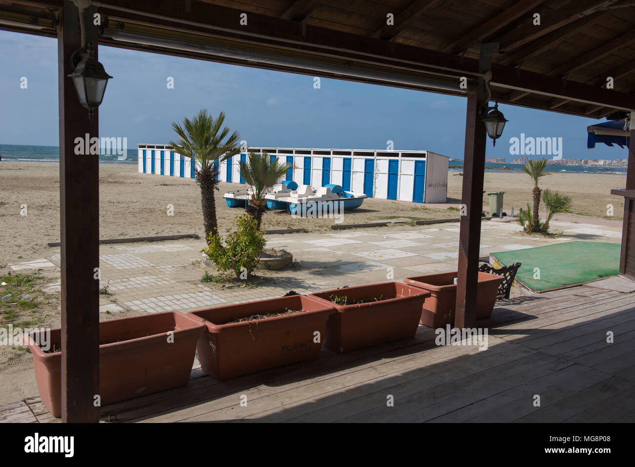 Nettuno (Rom). Vorbereitung der Badeort für den Sommer. Italien. Stockfoto