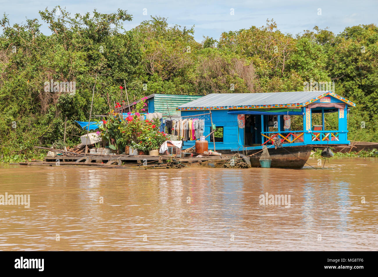 Einfache Leben auf der großen See des Tonle Sap in Kambodscha Stockfoto