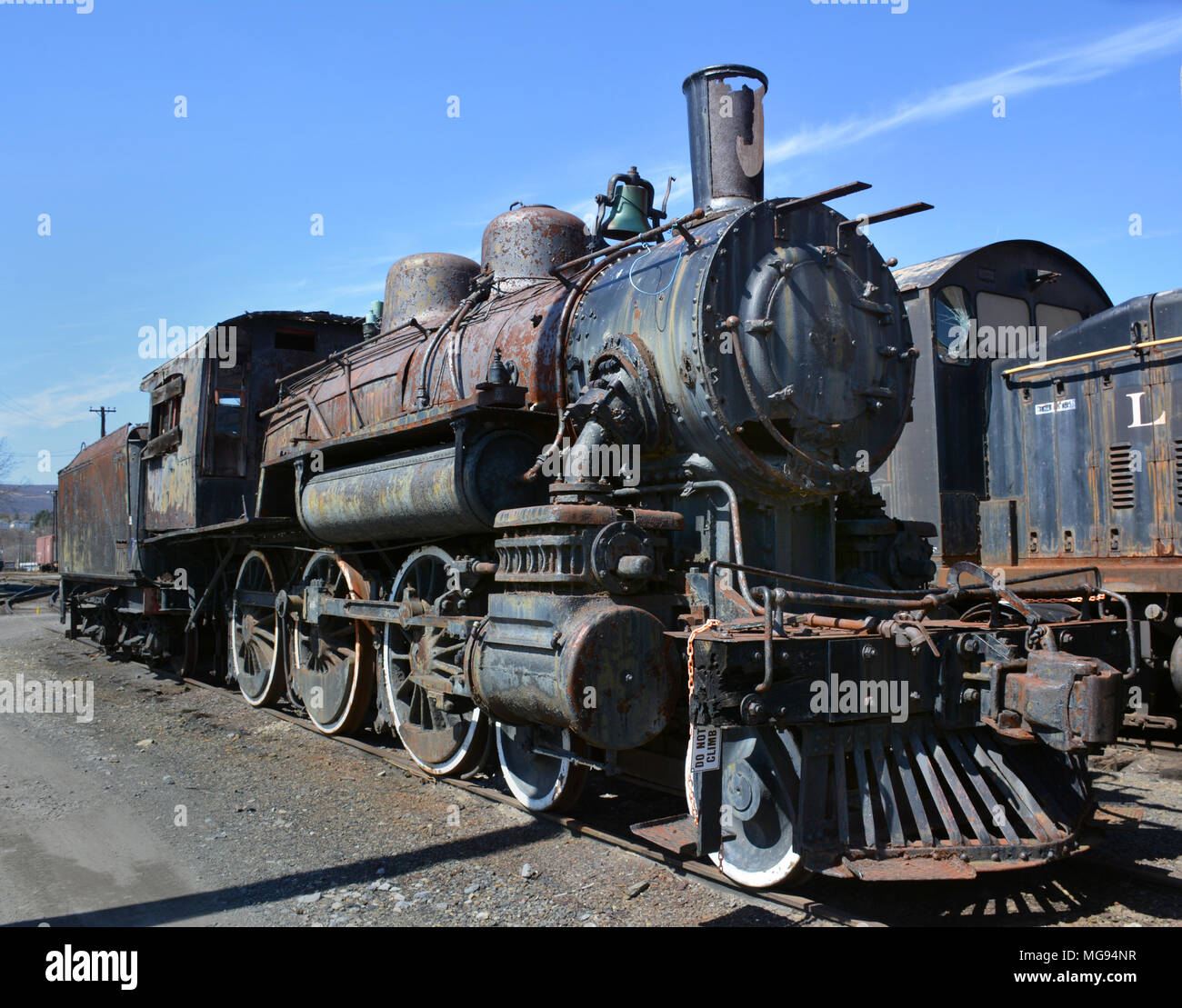 Eine Lokomotive zu restaurieren an Steamtown National Historic Site auf 62.48 Morgen in der Innenstadt von Scranton, Pennsylvania gelegen Stockfoto