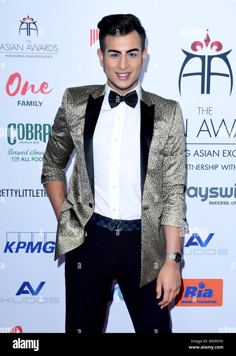 Junaid Ahmed die Teilnahme an der 8. jährlichen Asiatischen Auszeichnungen im Hilton Hotel, Park Lane, London statt. Stockfoto