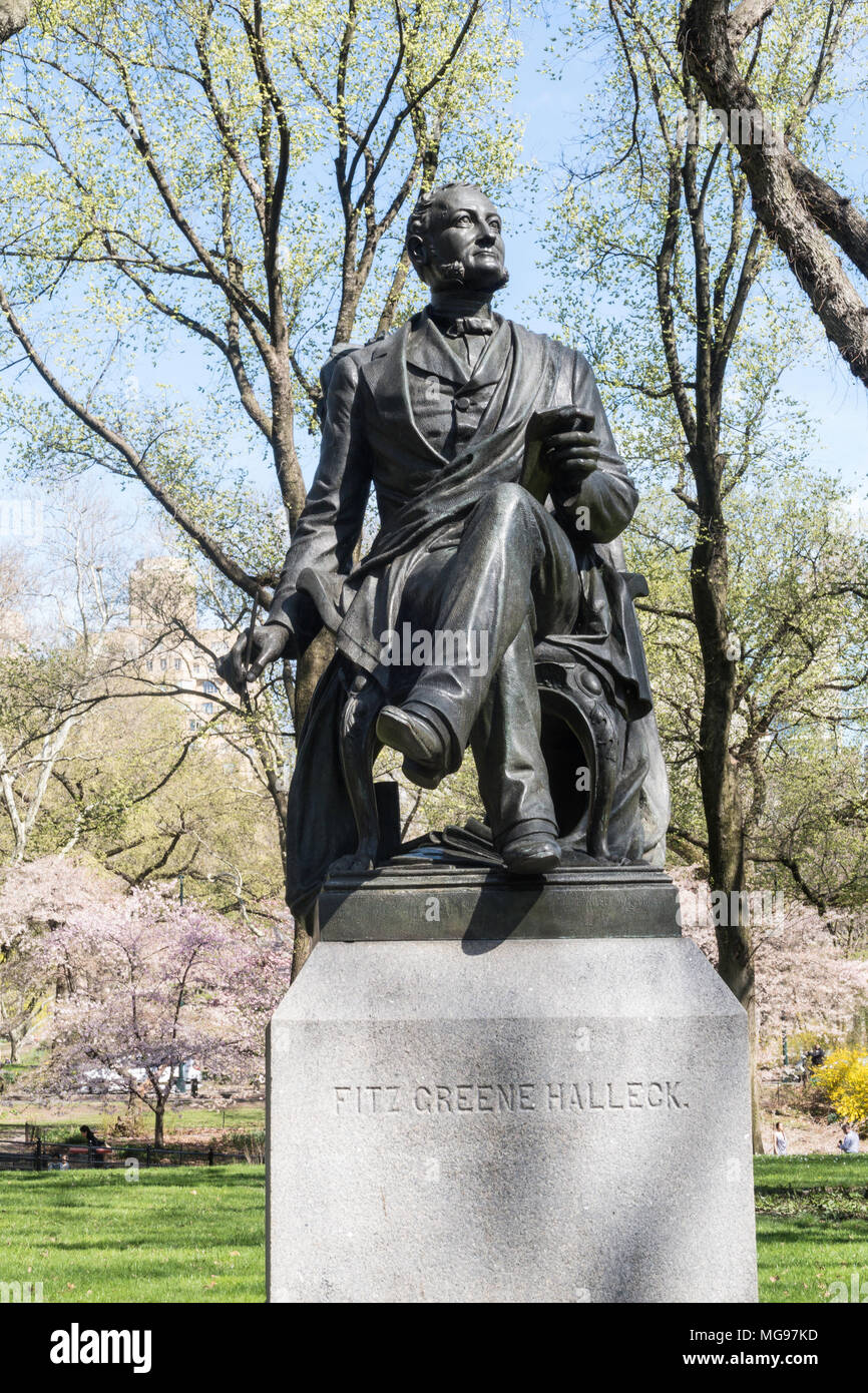 Fitz Greene Halleck Statue, Central Park, New York Stockfoto