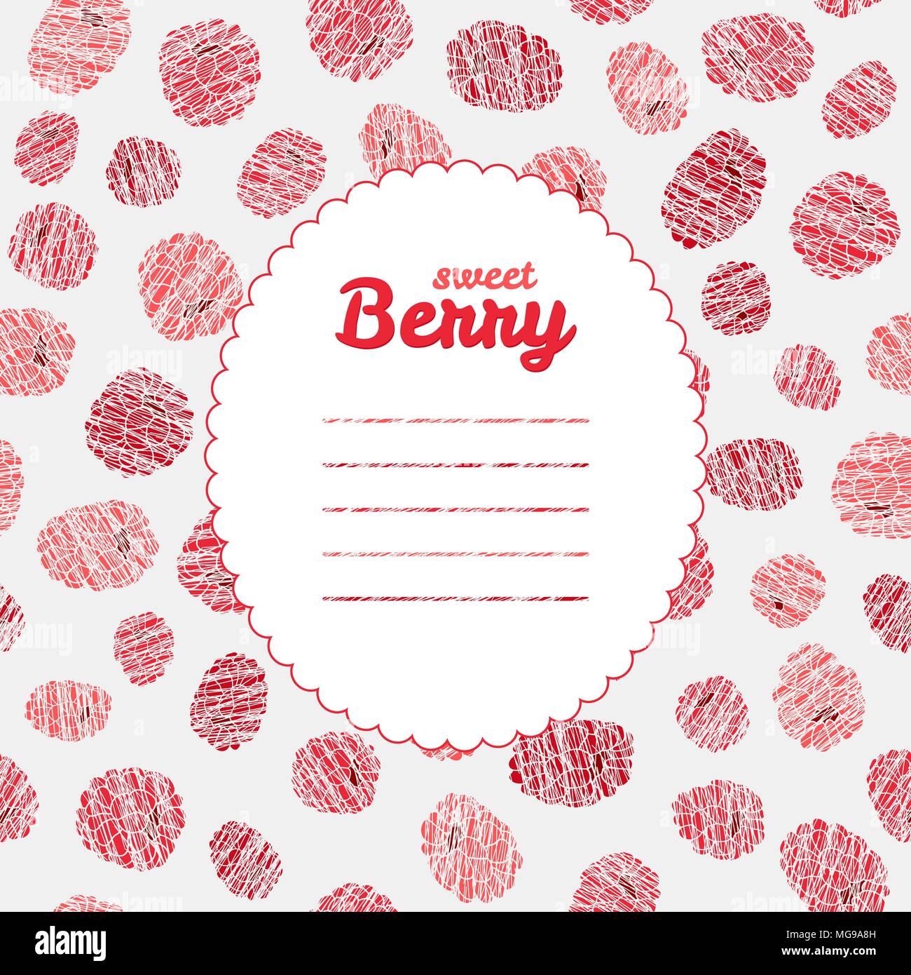 Textrahmen. Sommer Ernte Hintergrund mit Zerkratzt Himbeeren. Wiederkehrende Kulisse. Endlose himbeere Textur. Dessert Textur. Ernte berry templa Stock Vektor