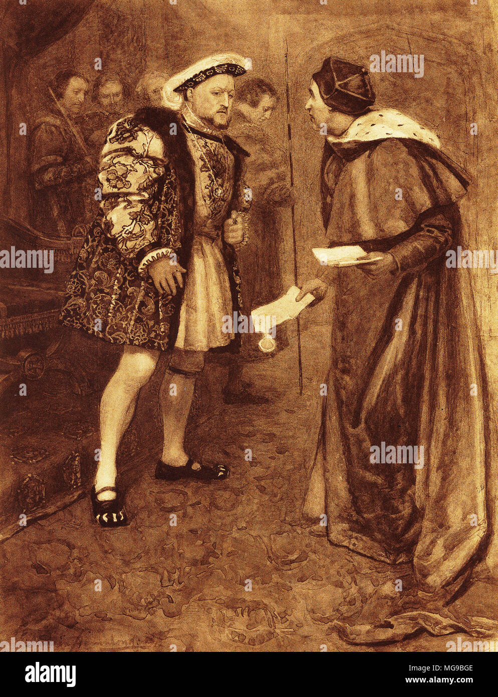 König Heinrich VIII. die Klage Kardinal Wolsey, nachdem er seine Scheidung von Katharina von Aragon zu sichern. Stockfoto