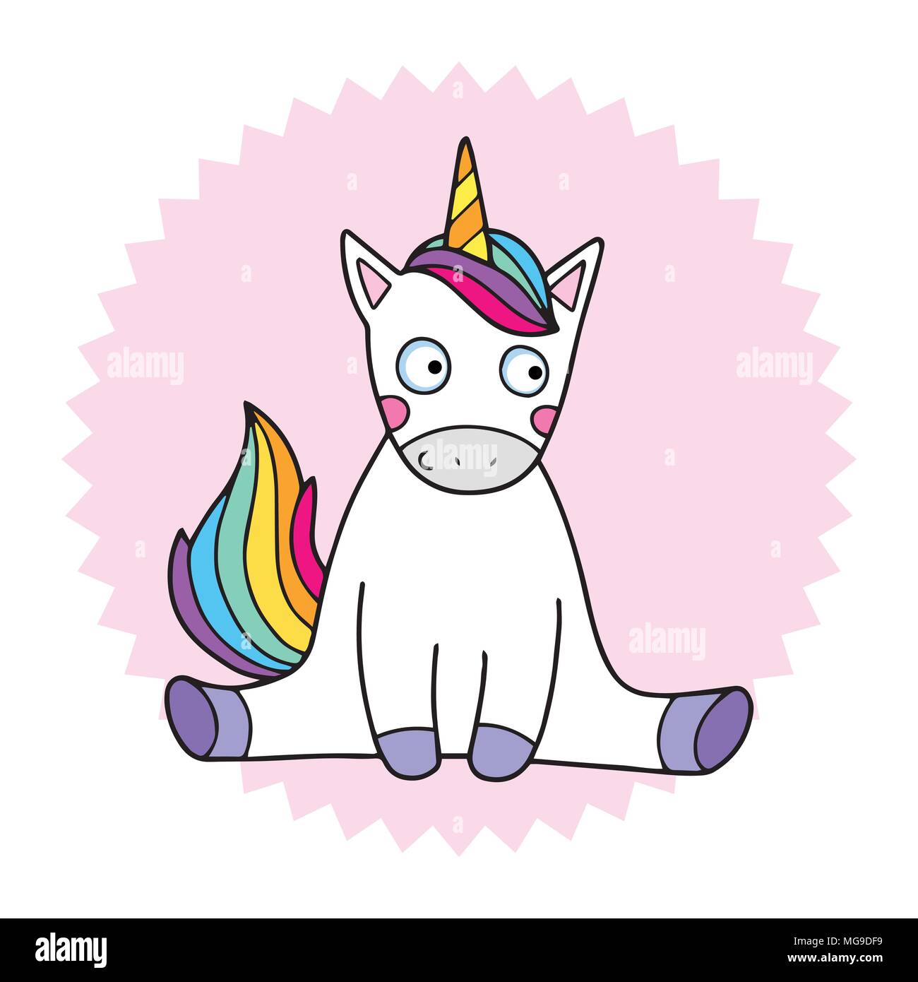 Schöne Vector Illustration der lustige Einhorn. Süße magic tierische