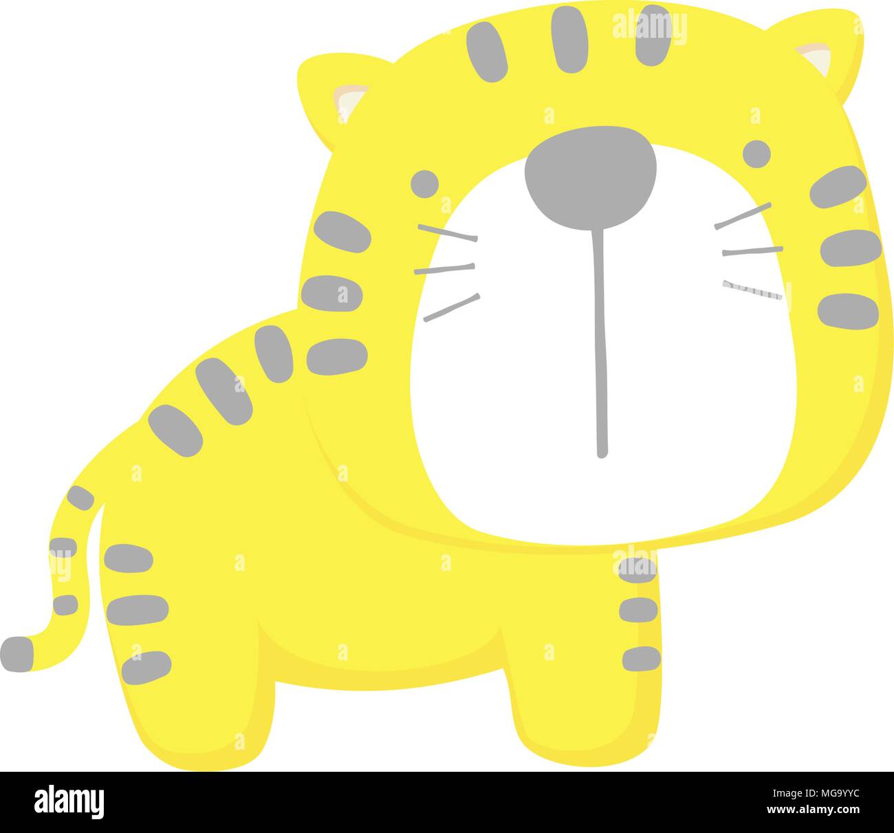 Cute Baby Tiger auf weißem Hintergrund. Flaches Design für Babys und Kinder Stock Vektor