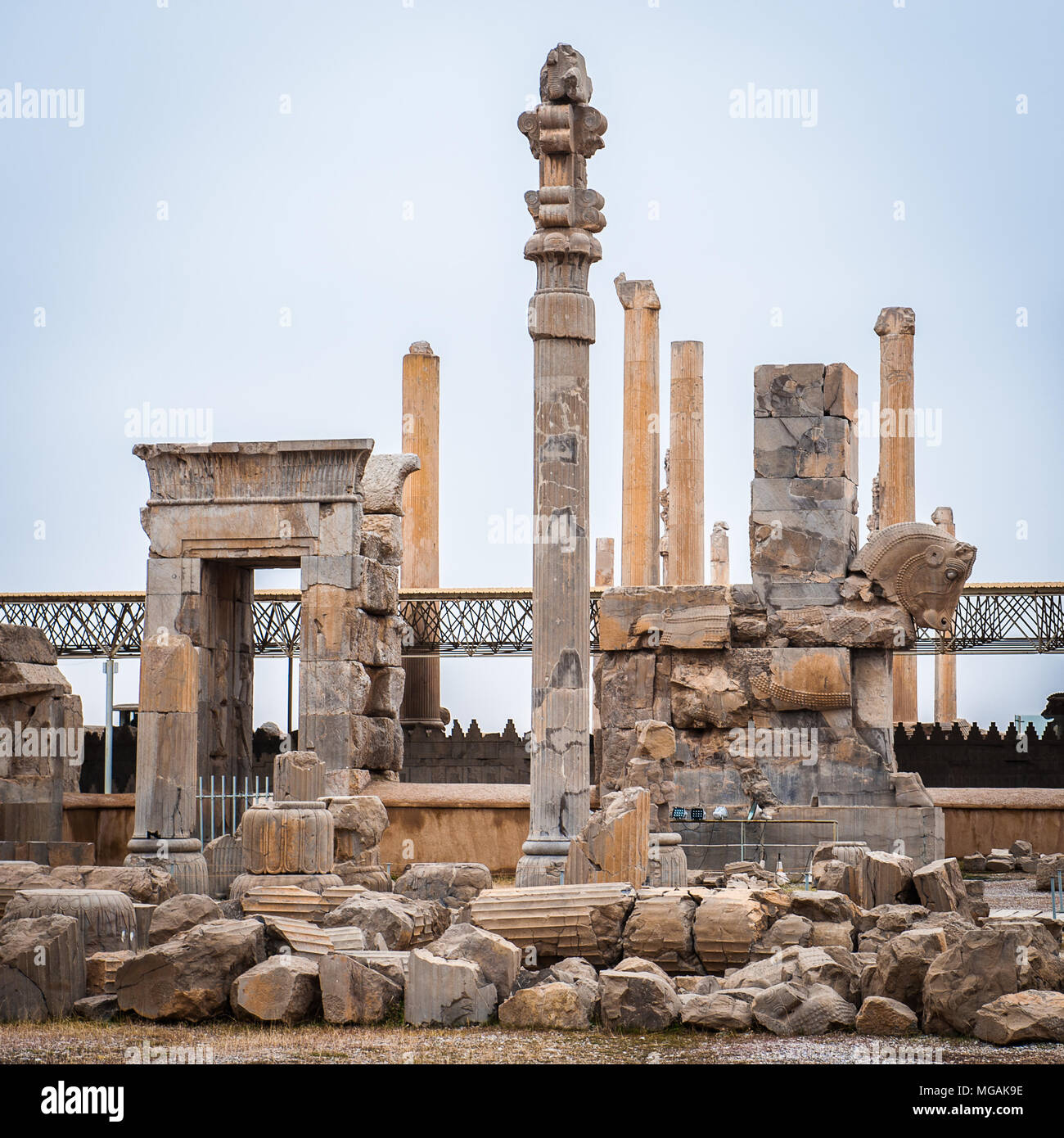 Halle der 100 Spalten in der antiken Stadt Persepolis, Iran. Weltkulturerbe der UNESCO Stockfoto