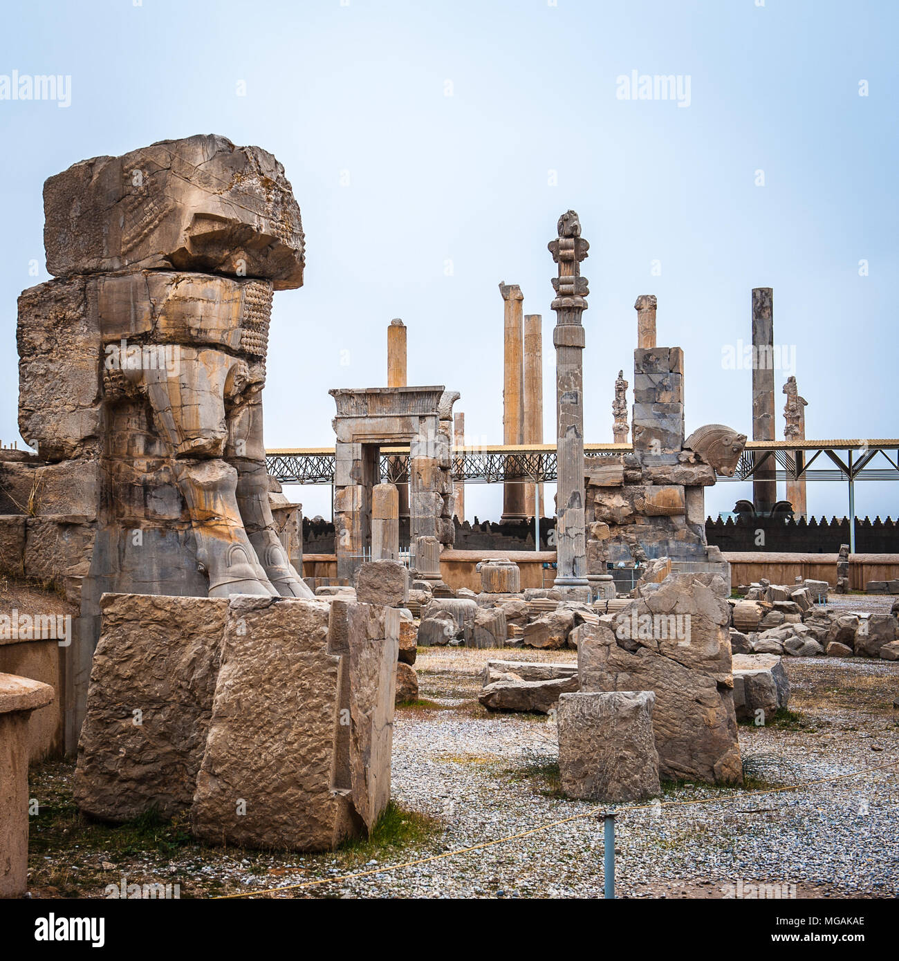 Halle der 100 Spalten in der antiken Stadt Persepolis, Iran. Weltkulturerbe der UNESCO Stockfoto