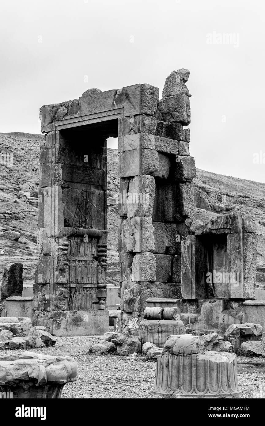 Alte Ruinen von Persepolis, der zeremoniellen Hauptstadt des achämenidischen Reiches. UNESCO-Welterbe Stockfoto