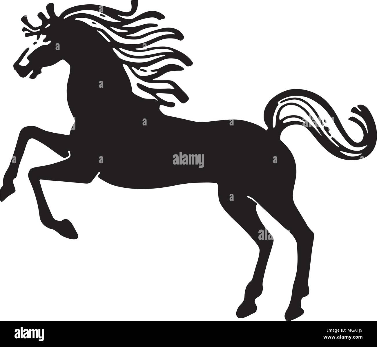 Aufzucht Pferde - Retro Clipart Illustration Stock Vektor