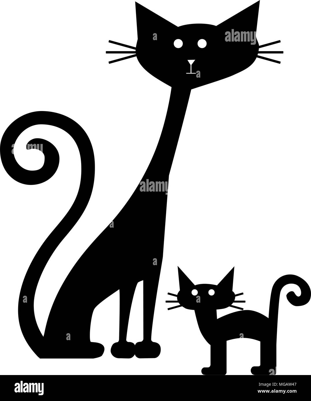 Retro Katzen - Retro Clipart Illustration Stock Vektor